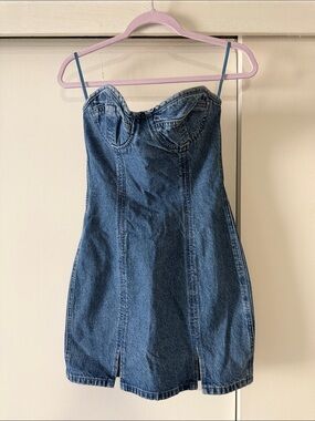 LF Strapless Denim Mini Dress in Blue